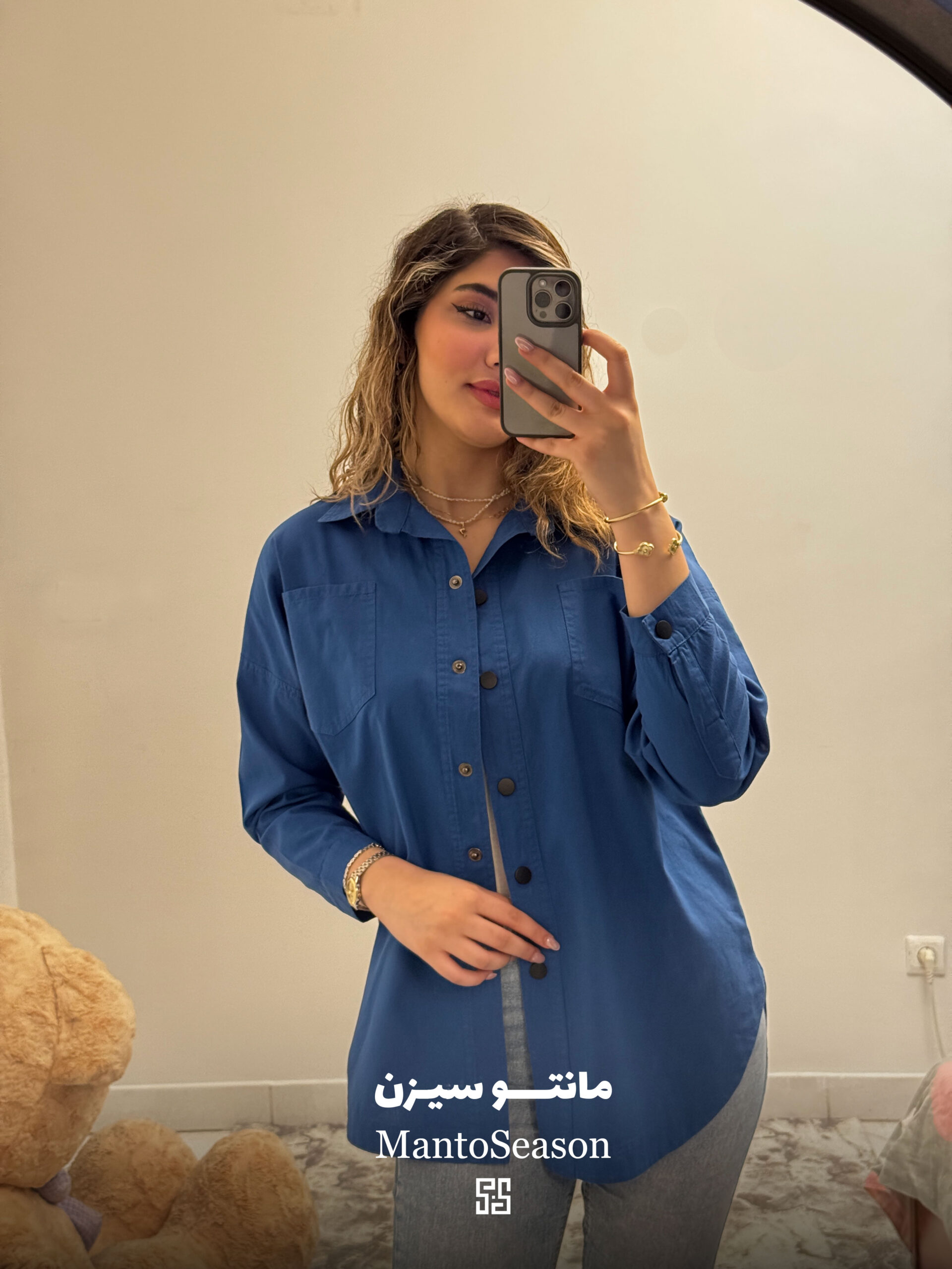 شومیز دخترانه تابستانی لینن آبی رنگ با طراحی خنک و سبک مناسب فصل بهار و تابستان